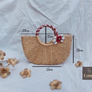 Giỏ lục bình bán nguyệt quai viền đỏ